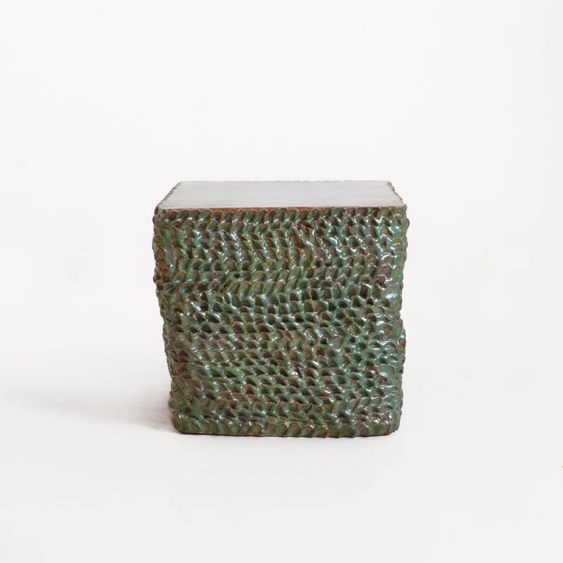 Casa - Green Textured Ceramic Side Table