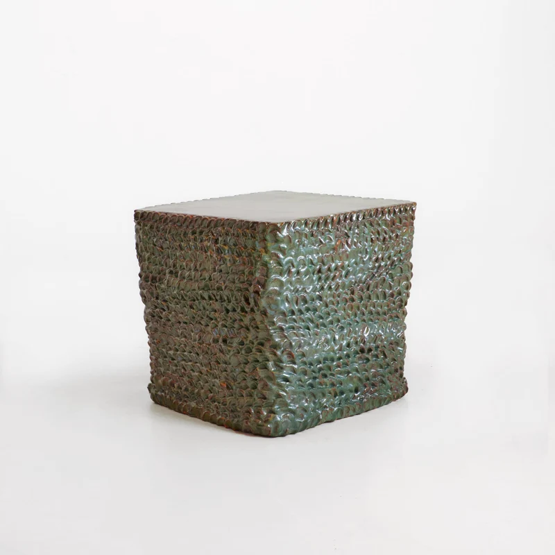 Casa - Green Textured Ceramic Side Table