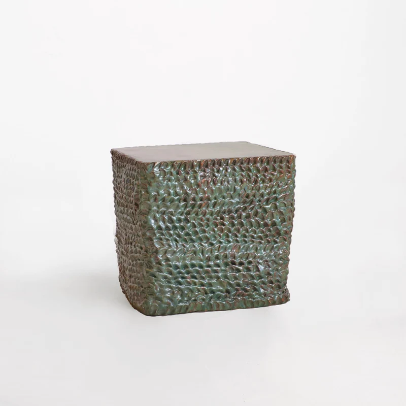 Casa - Green Textured Ceramic Side Table