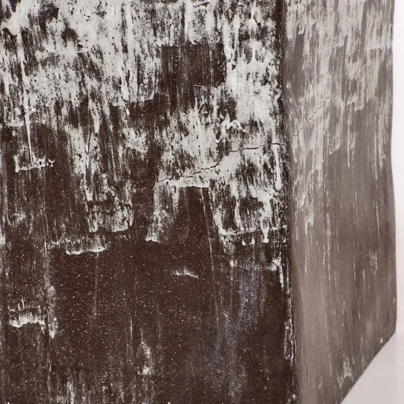 Brown Ceramic Cube Side Table