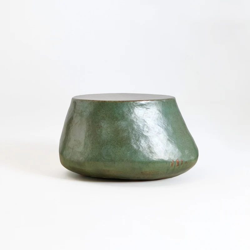 Artisanal Ceramic Coffee Table in green
