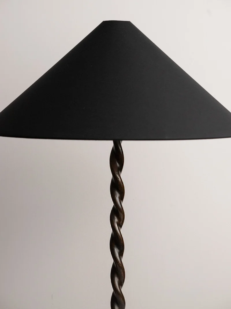 Hand-Twisted Copper Table Lamp on Hammered Plinth, 1960s