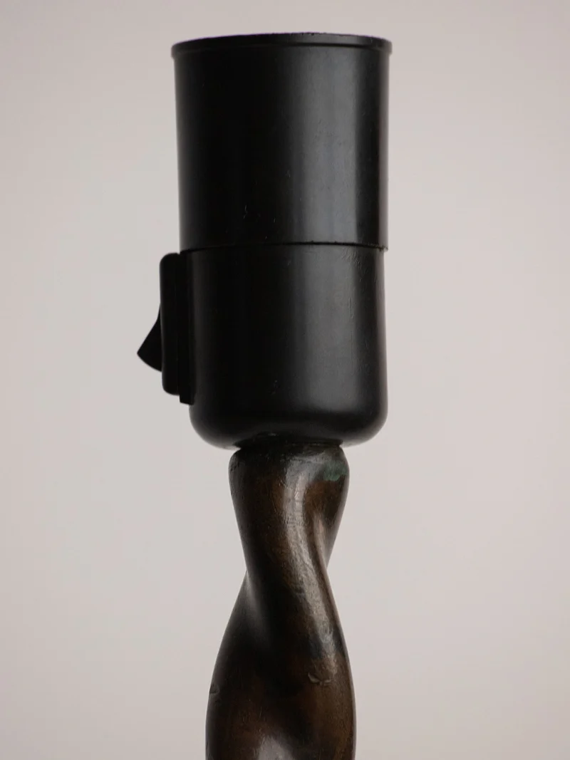 Hand-Twisted Copper Table Lamp on Hammered Plinth, 1960s