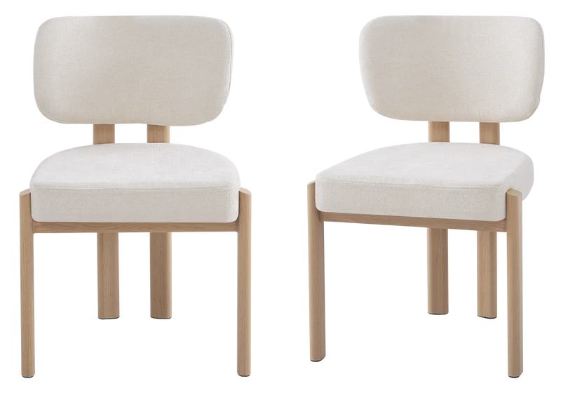 Chaise salle à manger velours beige bois - Inaya x4