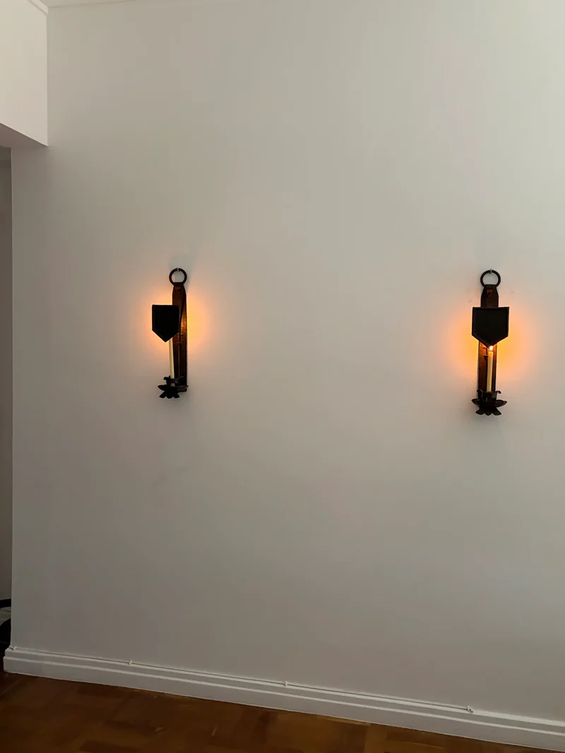 Pair of Hand-Forged Wall Candleholders, Trás-os-Montes, Portugal, c. 1900–1910
