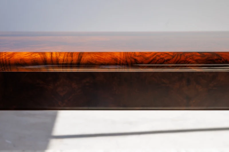 Executive Burlwood Desk and Small Cabinet, 1980s