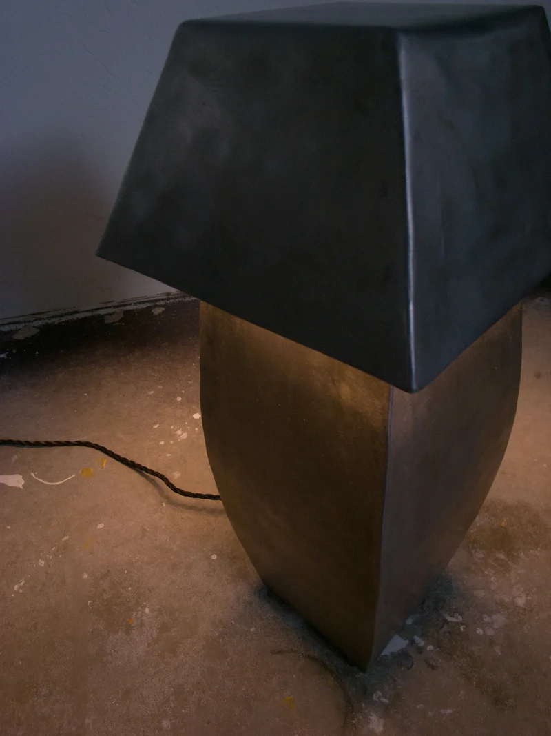 Tall Hammered Steel Lamp