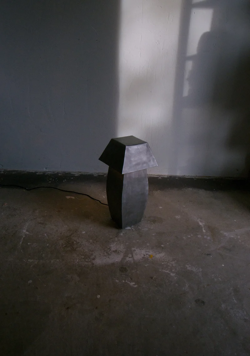 Tall Hammered Steel Lamp