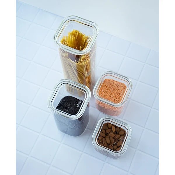 Boite carrée haute en verre 1400 ml Pebbly