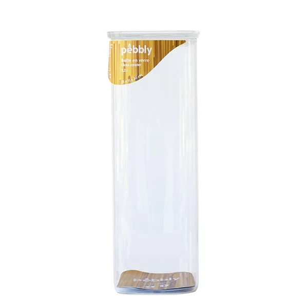 Boite carrée haute en verre 2200 ml Pebbly