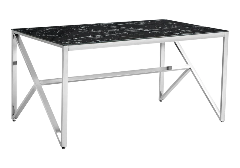 Table marbre noir et 6 chaises croco argent – Jessy