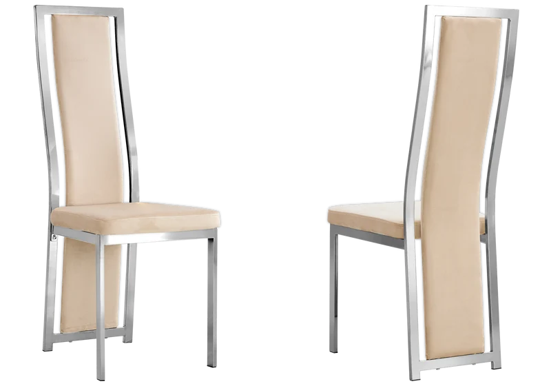 Table en verre et 6 chaises velours argent – Jessy