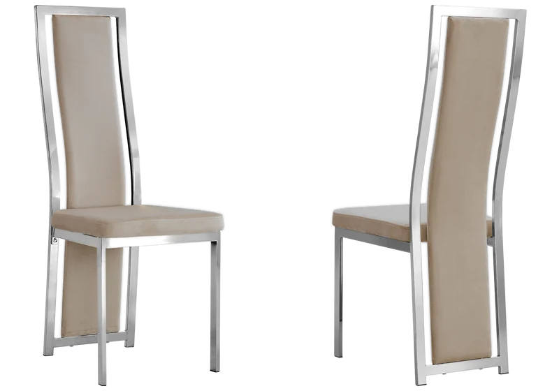 Table en verre et 6 chaises velours argent – Jessy
