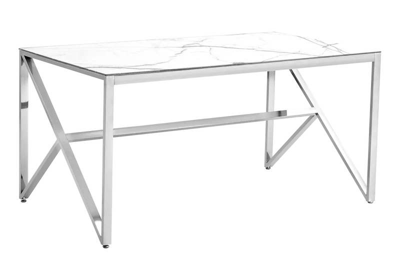 Table marbre blanc et 6 chaises croco argent – Jessy