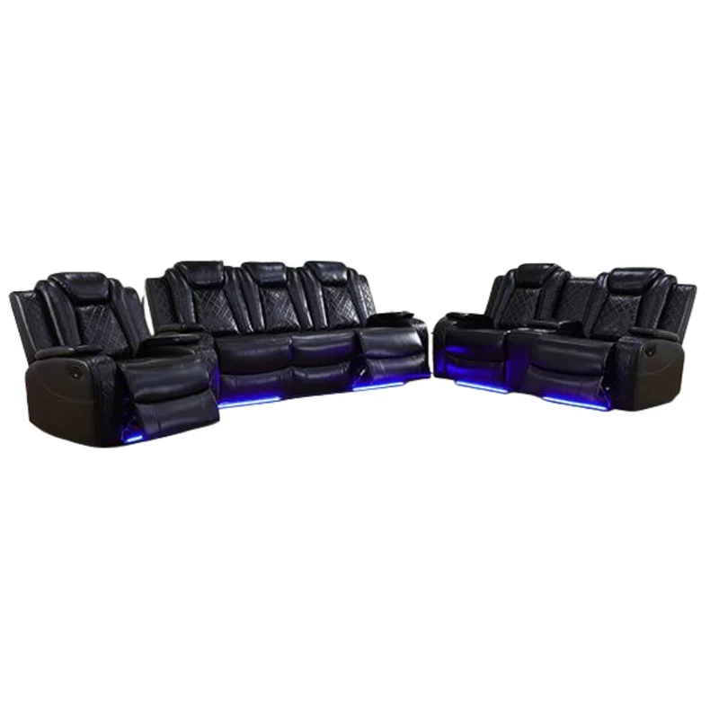 AuraChord™ PU Recliner Sofa Set – 7004