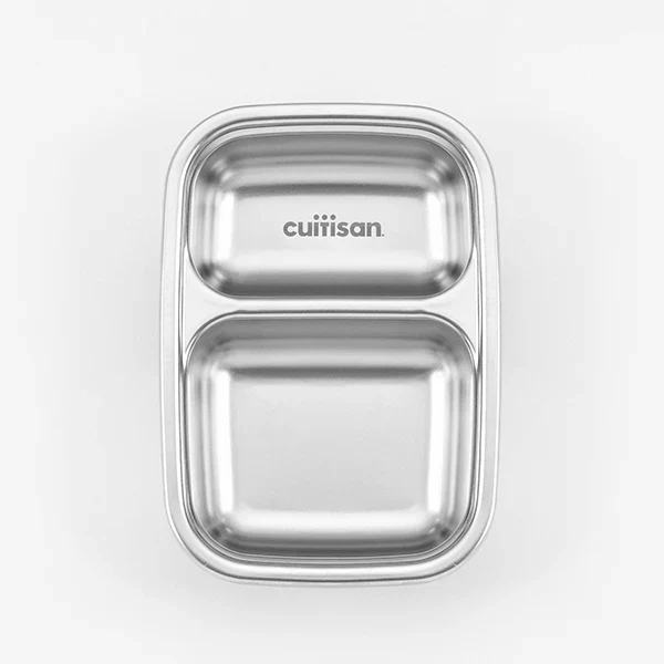 Boite de conservation rectangulaire compartimentée en inox 700 ml compatible micro-ondes Cuitisan