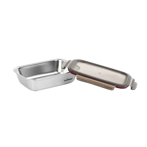 Boîte de conservation rectangulaire en inox 1100 ml compatible micro-ondes Cuitisan