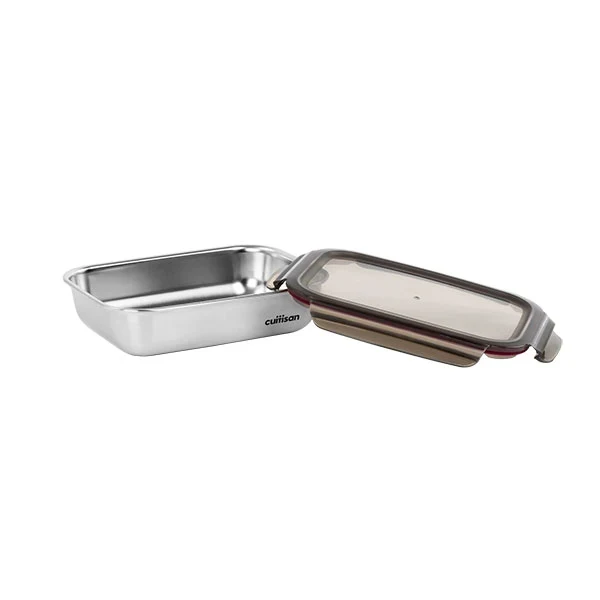 Boîte de conservation rectangulaire en inox 1900 ml compatible micro-ondes Cuitisan