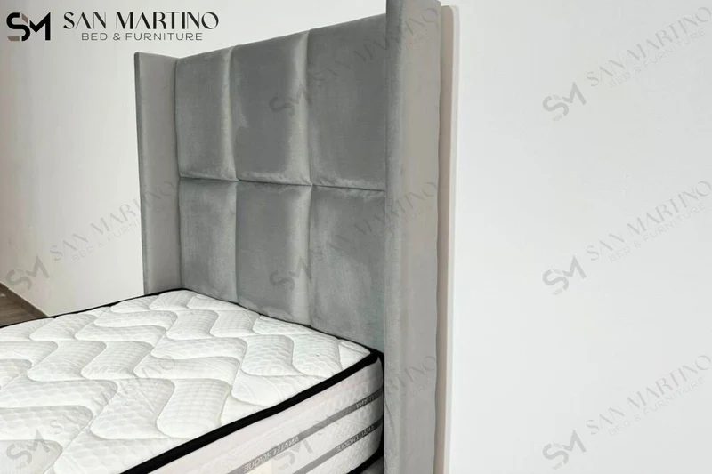 Lit Coffre Enfant RIO Velours Gris