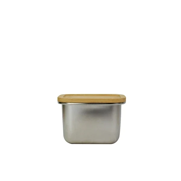 Boite en inox avec couvercle en bambou 450 ml compatible micro-ondes Yoko Design