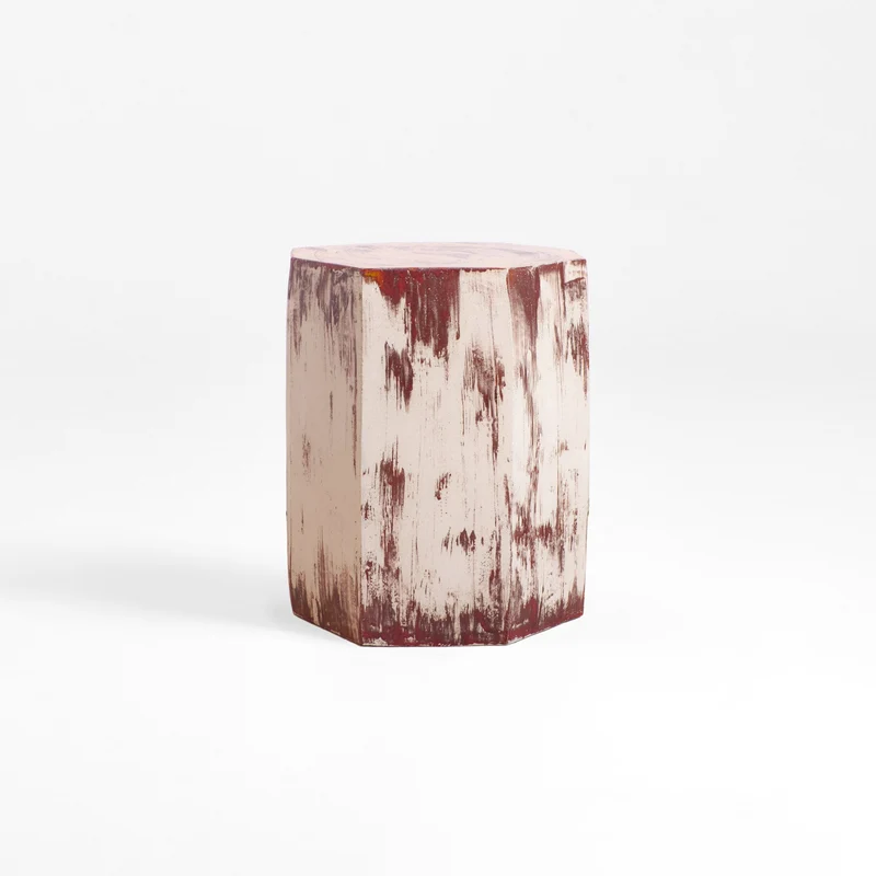 Artisanal Geometric Ceramic Side Table