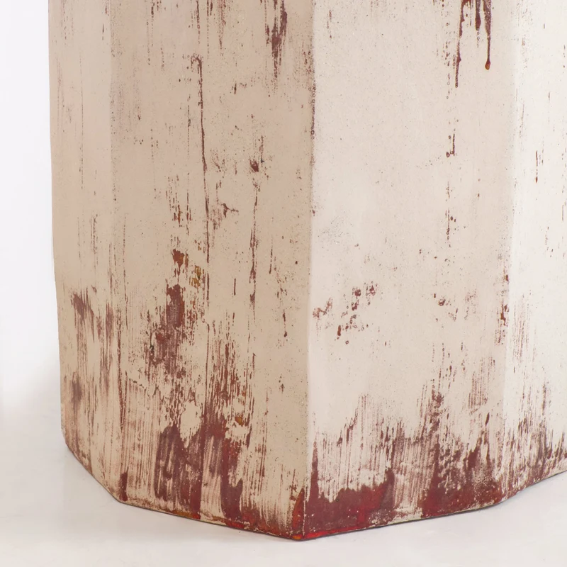 Artisanal Geometric Ceramic Side Table