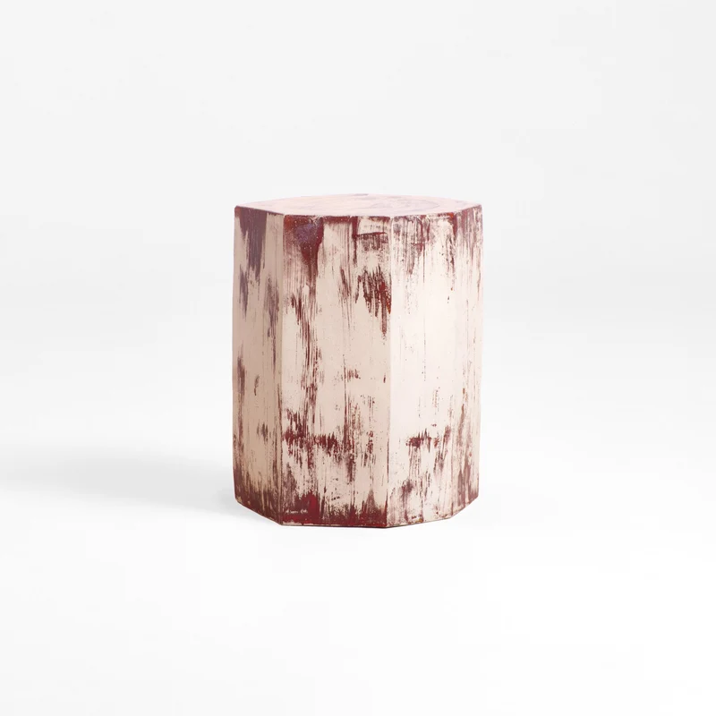 Artisanal Geometric Ceramic Side Table
