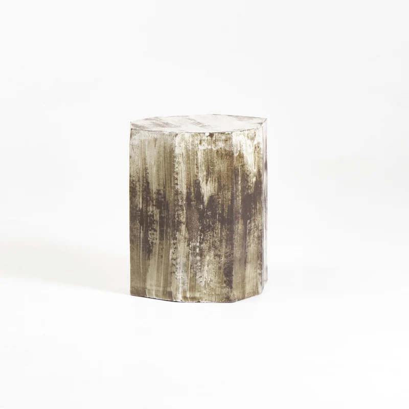 Artisanal Geometric Ceramic Side Table