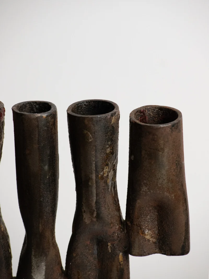 Tree-Form Brutalist Candelabra in Welded Iron, Five Arms, 1960s–1970s