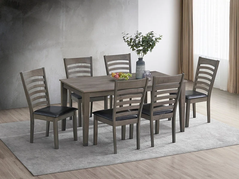 Antique Grey Ladder Back Dining Set – Model T-1080