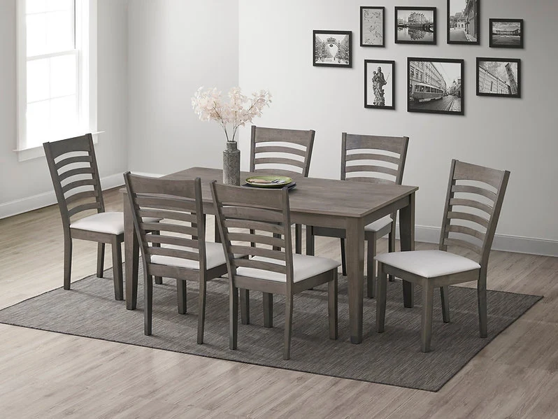 Antique Grey Ladder Back Dining Set – Model T-1080