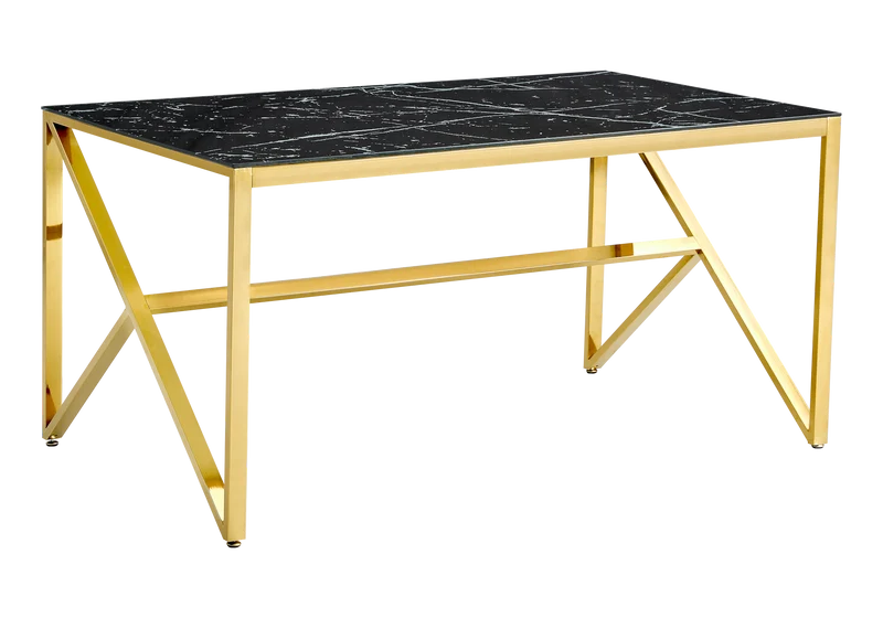 Table marbre noir et 6 chaises croco doré – Jessy