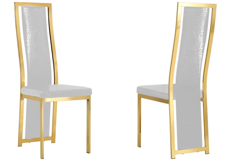 Table marbre noir et 6 chaises croco doré – Jessy