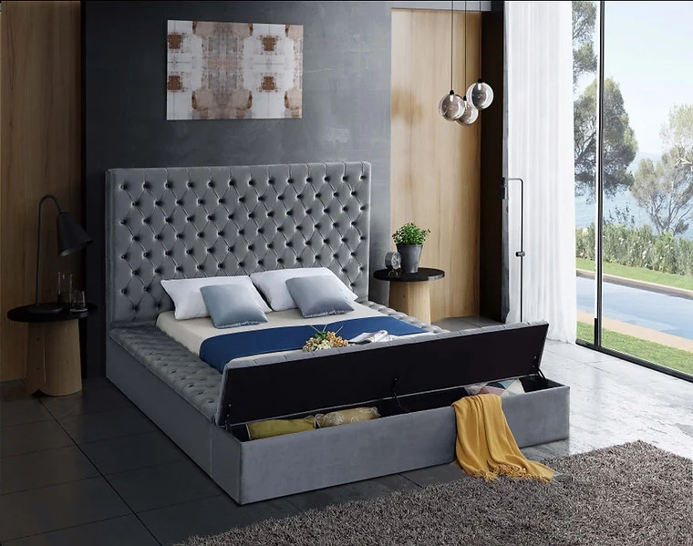 Velvet Fabric Storage Bed IF-5792