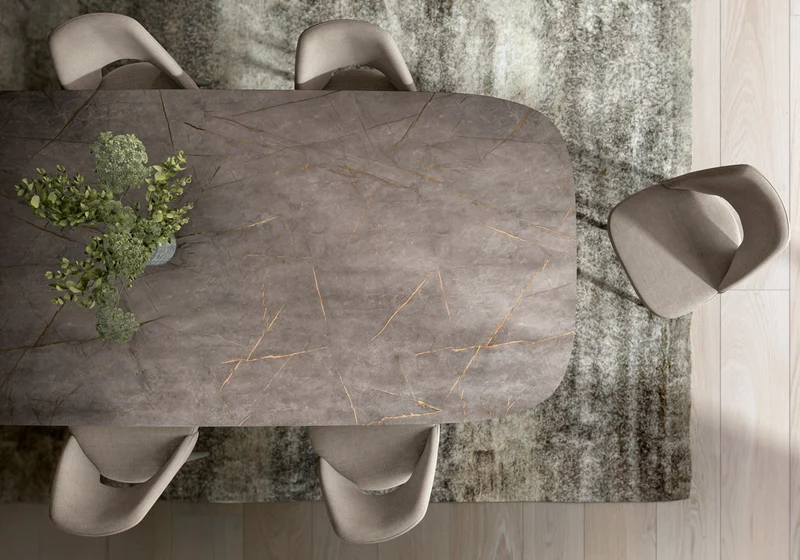 Table à manger ovale marbre doré - Hexagon