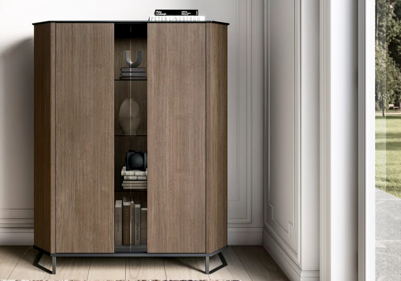 Ensemble meubles salon bois miel - Hexagon
