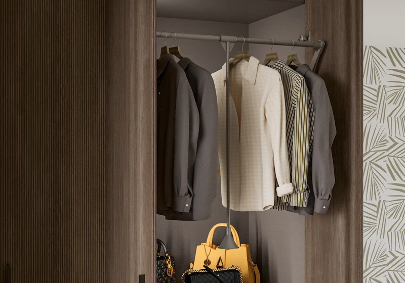 Dressing modulable 5 portes bois rainure Hexagon