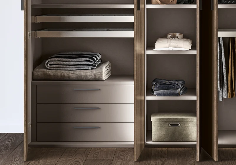 Dressing modulable 5 portes bois rainure Hexagon