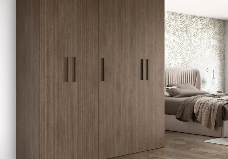 Dressing modulable 5 portes bois rainure Hexagon