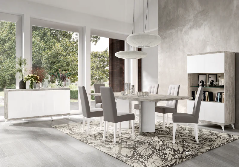 Table extensible blanc laqué béton – Treviso