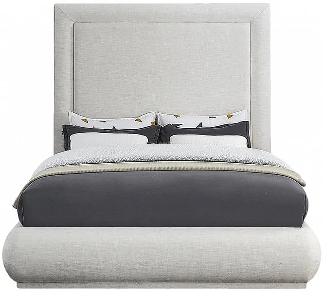 Mid Century Modern Design Creme Linen Fabric IF-5200 Bed