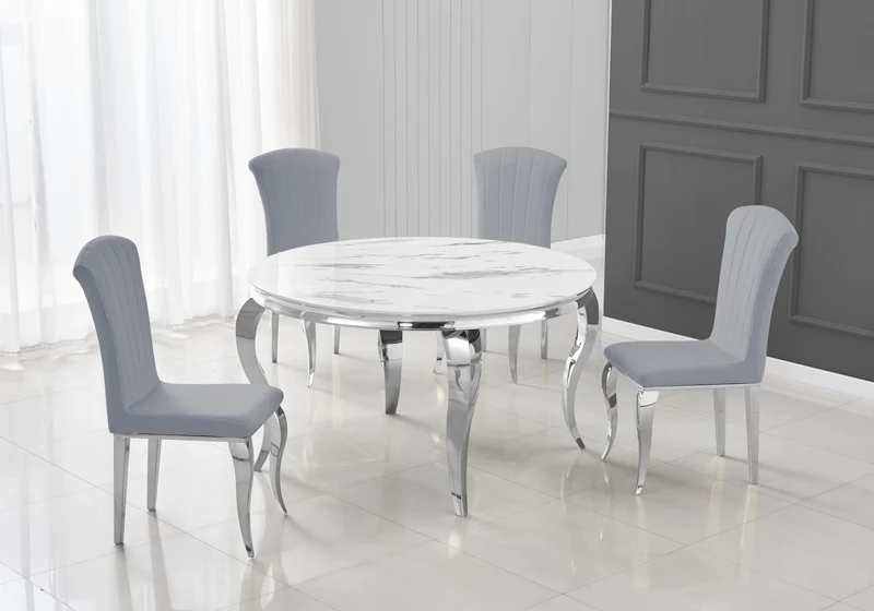 Chaises en velours gris et pieds argent - Nova x6