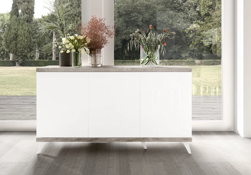 Buffet blanc laqué effet béton – Treviso