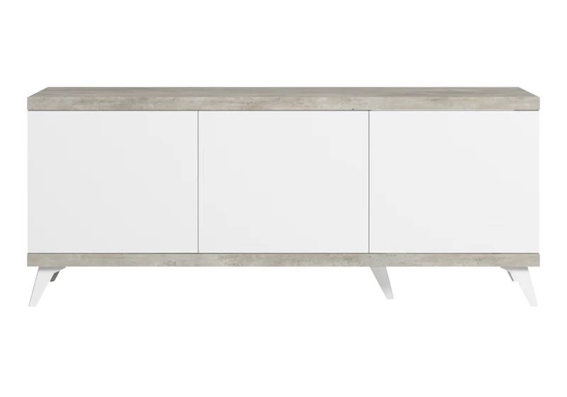 Meuble TV blanc laqué effet béton – Treviso
