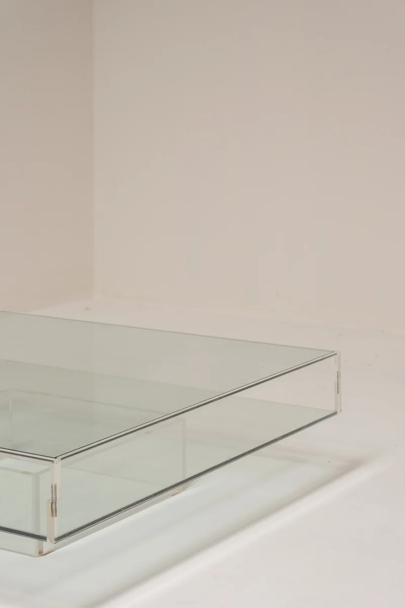 Glass and Plexiglass Display Coffee Table, 1970s