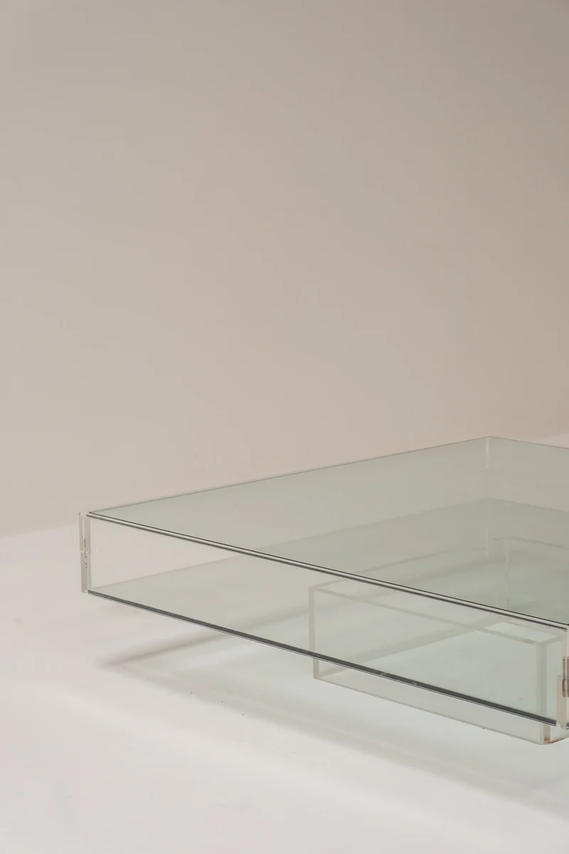Glass and Plexiglass Display Coffee Table, 1970s
