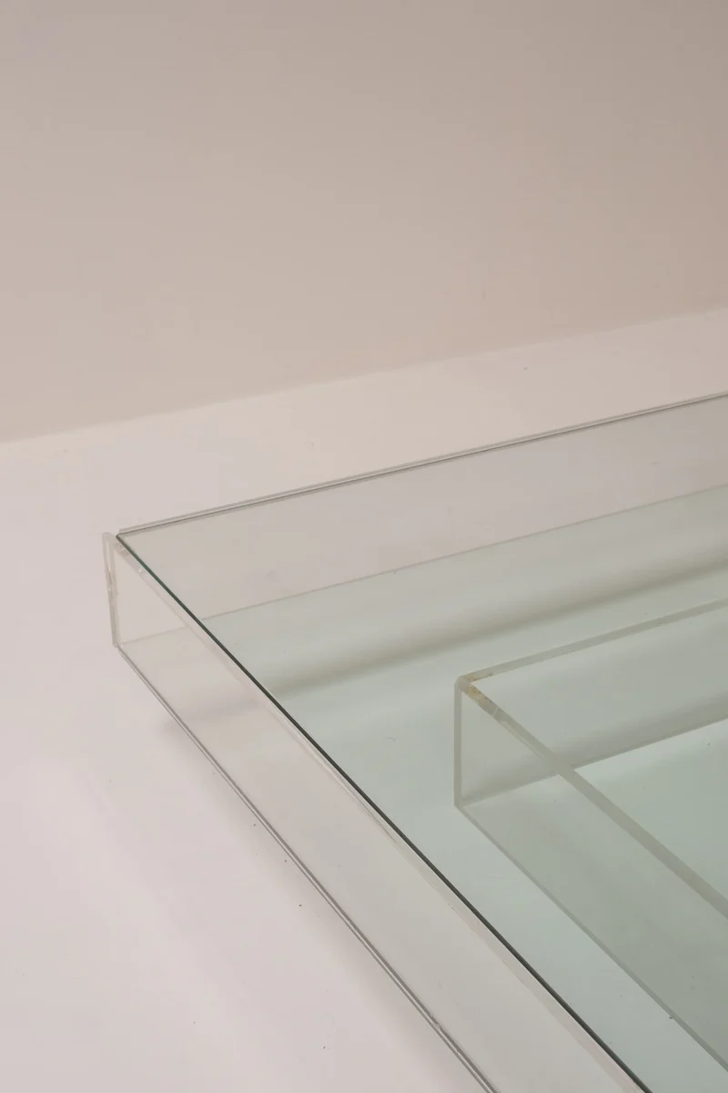 Glass and Plexiglass Display Coffee Table, 1970s
