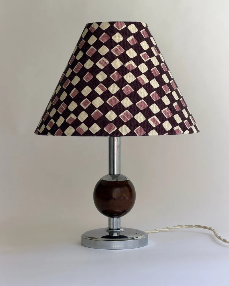Vintage Swedish Art Deco Metal and Wood Table Lamp, 1930s