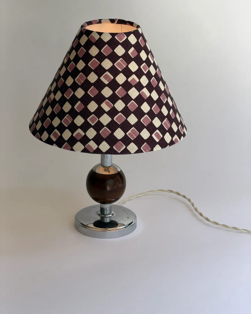 Vintage Swedish Art Deco Metal and Wood Table Lamp, 1930s
