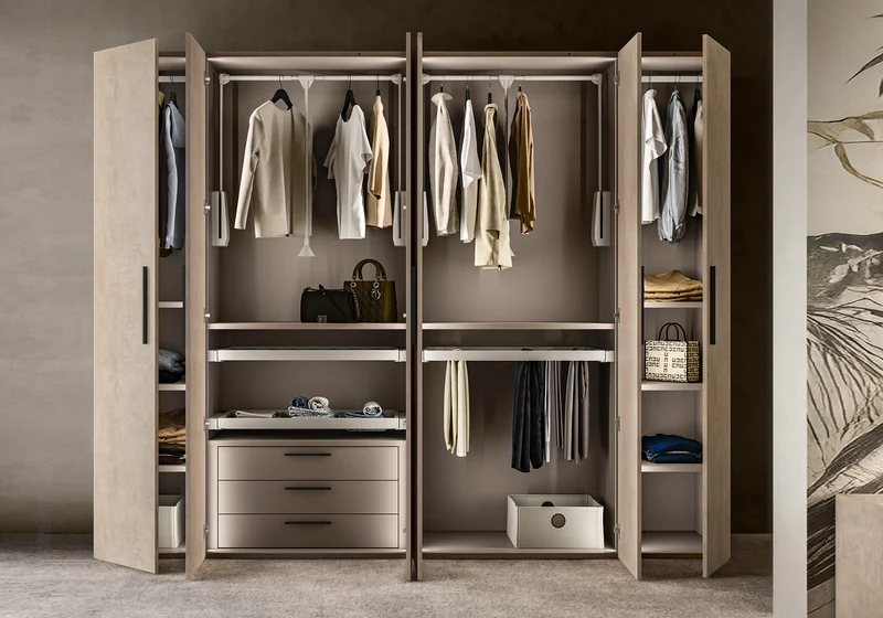 Armoire 4 portes design italien effet pierre - Dune